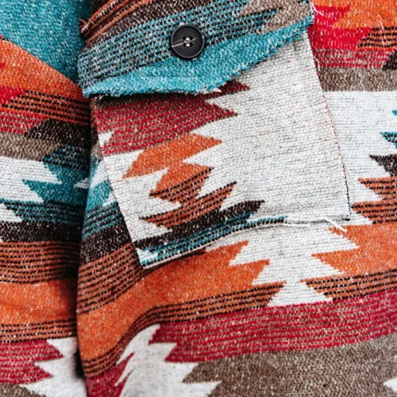 Zion Distressed Button Down Shacket - Rust - Small - Picture 5 of 7